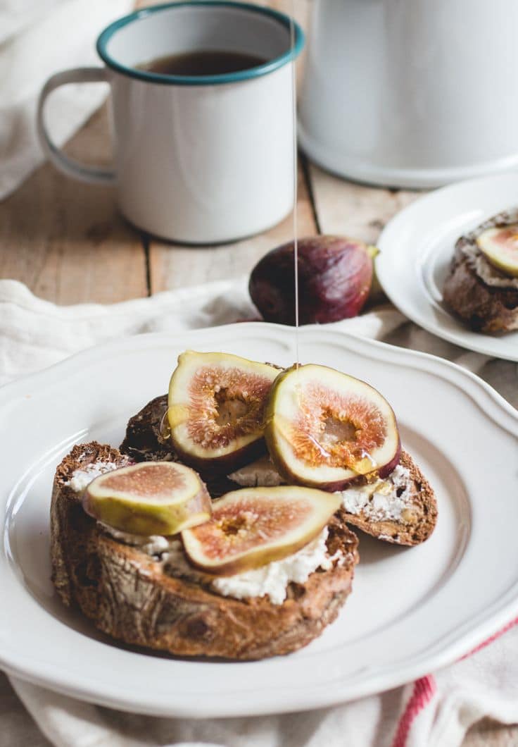Caramelized Fig Toast with Coconut Yogurt and coffee